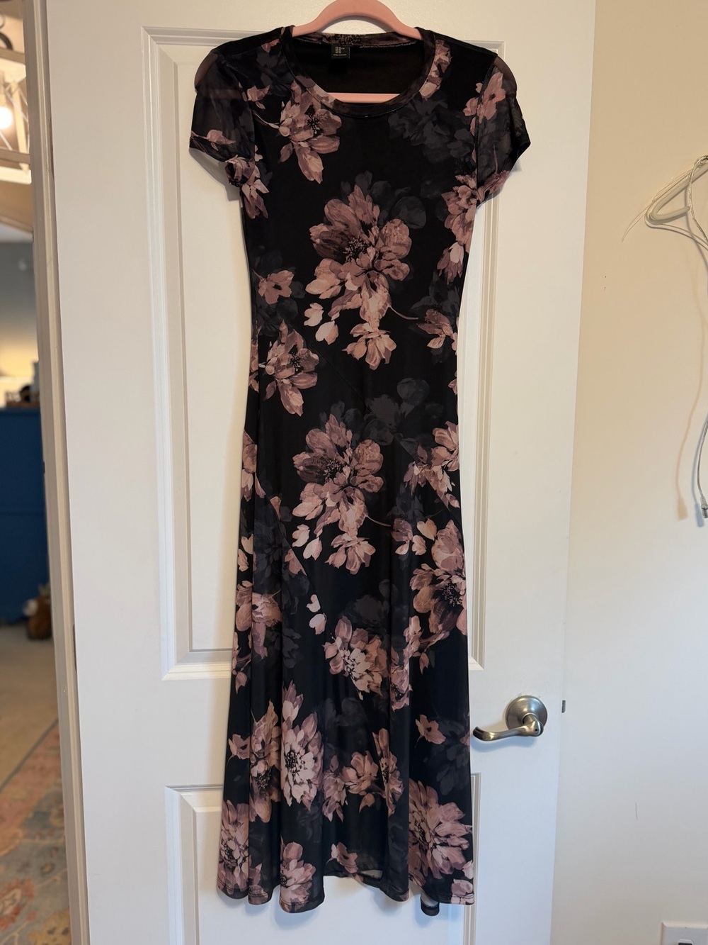 Rachel Zoe Black Dress with Dusty Pink Floral Print